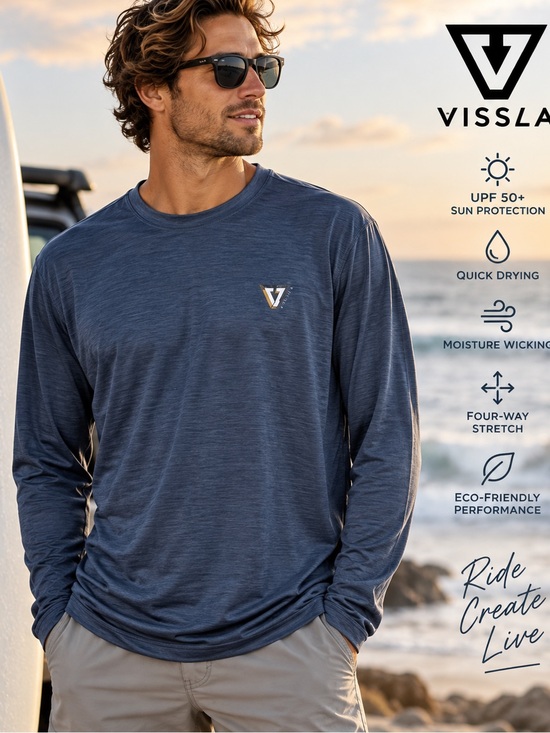 VISSLA Other - Vissla Twisted Eco Long Sleeve UPF 50+ Sun Shirt Rash Guard XXL Navy